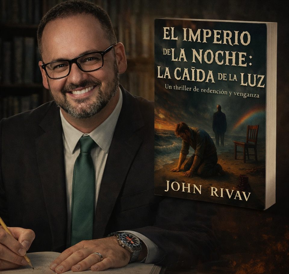 John Rivav con su libro El Imperio de la Noche